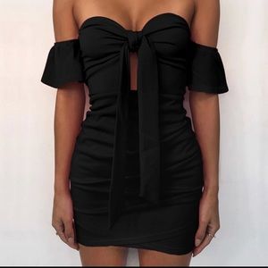 Brand new black mini summer dress off the shoulder